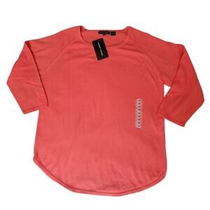 Jeanne Pierre Hibiscus Cotton 3/4 Sleeve Oversized Sweater Women's Size Xl